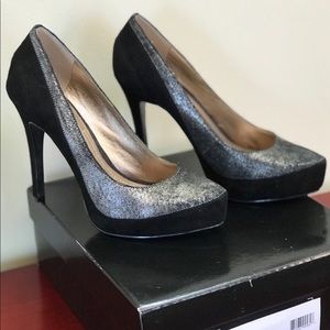BCBG Paris Pamee Shoes Heels Black Silvet Pumps size 7.5